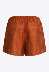 Toteme Monogram Silk Mini Shorts Brown 241-WRB1141-FB0089161_81602