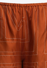 Toteme Monogram Silk Mini Shorts Brown 241-WRB1141-FB0089161_81602