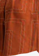 Toteme Monogram Silk Mini Shorts Brown 241-WRB1141-FB0089161_81602