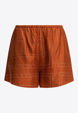 Toteme Monogram Silk Mini Shorts Brown 241-WRB1141-FB0089161_81602