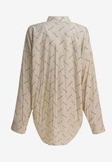Balenciaga All-Over Logo Long-Sleeved Shirt Beige 773300TRLB19711_82085