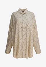 Balenciaga All-Over Logo Long-Sleeved Shirt Beige 773300TRLB19711_82085