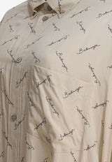Balenciaga All-Over Logo Long-Sleeved Shirt Beige 773300TRLB19711_82085