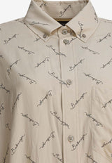 Balenciaga All-Over Logo Long-Sleeved Shirt Beige 773300TRLB19711_82085