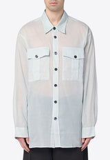 Dries Van Noten Semi-Sheer Long-Sleeved Shirt Light Blue 207211160/Q_DRVNO-565