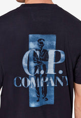 C.P. Company Graphic Print Crewneck T-shirt Navy 20CMTS143A110579W_NAVY
