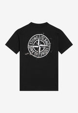 Stone Island Junior Boys Compass Print Crewneck T-shirt Black 2100010-BS0261/R_STONE-V0029