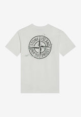 Stone Island Junior Boys Compass Print Crewneck T-shirt White 2100010-CS0261/R_STONE-V0099