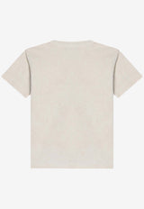 تي شيرت برقبة دائرية وشعار مطبوع للأولاد