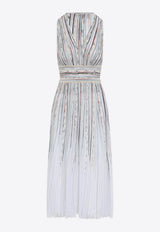 Metallized Stripe Midi Dress