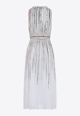Metallized Stripe Midi Dress