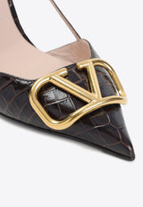VLogo 80 Slingback Pumps in Croc-Embossed Leather