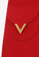 Wool Mini Dress with Metal V
