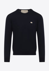 Metallic V Patch Wool Sweater