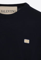 Metallic V Patch Wool Sweater