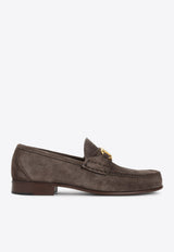VLogo Suede Leather Loafers