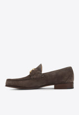 VLogo Suede Leather Loafers