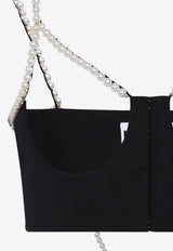 Pearlfect Cropped Pearl-Strap Top