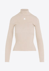 Turtleneck Ribbed Logo Sweater
