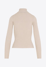 Turtleneck Ribbed Logo Sweater