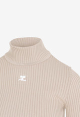 Turtleneck Ribbed Logo Sweater