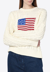 Polo Ralph Lauren American Flag Cable Knit Sweater Cream 211924430002CO/Q_POLOR-CR