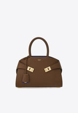 Salvatore Ferragamo Small Hug Leather Top Handle Bag 215608 HUG TH S 771867 CLAY