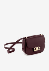 Ferragamo Double Gancini North-South Crossbody Bag Plum 219867 DOUBLE G FL 789542 PLUM