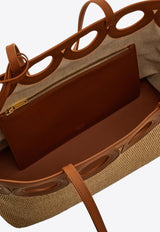 Ferragamo Medium Gancini Outline Woven-Raffia Tote Bag Beige 21A108 TT GANCIO M 783826 IVORY