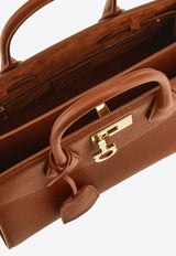 Ferragamo Medium Studio North-West Leather Top Handle Bag Cognac 21A112 ST SOFT S NW 786168 NEW COGNAC