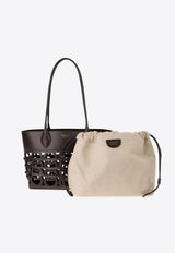 Ferragamo Small Gancini Cut-Outs Tote Bag Brown 21A229 TT GANCI EW 784696 BROWNPATTDARK