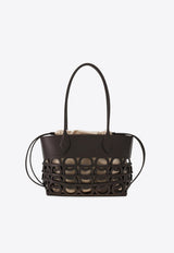Ferragamo Small Gancini Cut-Outs Tote Bag Brown 21A229 TT GANCI EW 784696 BROWNPATTDARK
