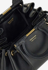 Ferragamo Gancini Drawstring Top Handle Bag Black 21A594 GANCIO DS 790699 NERO