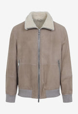Shearling Collar Leather Jacket