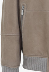 Shearling Collar Leather Jacket