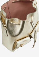 Ferragamo Laminated Leather Bucket Bag Champagne 220915 DRAWSTRING 787956 CHAMPAGNE