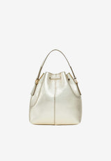Ferragamo Laminated Leather Bucket Bag Champagne 220915 DRAWSTRING 787956 CHAMPAGNE