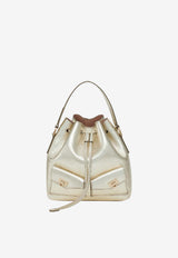 Ferragamo Laminated Leather Bucket Bag Champagne 220915 DRAWSTRING 787956 CHAMPAGNE