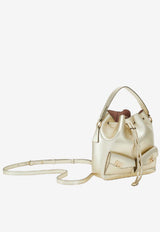 Ferragamo Laminated Leather Bucket Bag Champagne 220915 DRAWSTRING 787956 CHAMPAGNE