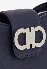 Ferragamo Mini Gabry Double Gancini Leather Shoulder Bag Navy 220947 GABRY 785943 NEW NAVY DKB