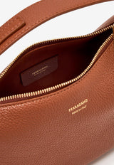 Ferragamo XS Grained Leather Hobo Bag Brown 220965 TOP HANDLE 785985 MOCHA BISQUE