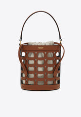 Ferragamo XS Gancini Cut-Outs Bucket Bag Cognac 220970 BUCKET 785918 NEW COGNAC