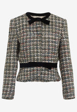Velvet-Trimmed Tweed Jacket