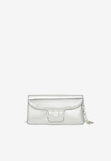 Ferragamo Mini Double Gancini Metallic Clutch Silver 221049 MINI BAG 790313 ARGENTO