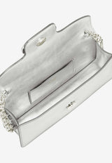 Ferragamo Mini Double Gancini Metallic Clutch Silver 221049 MINI BAG 790313 ARGENTO
