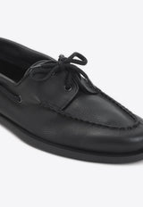 Foil Leather Loafers with Stitching