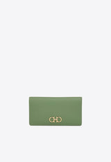 Ferragamo Gancini Continental Wallet in Hammered Leather Green 22D779 153 789850 SEAGRASS