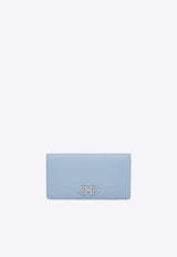 Ferragamo Gancini Continental Wallet in Hammered Leather Light Blue 22D779 153 789852 WASHED DENIM