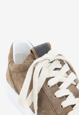 Monili Embellished Suede Leather Sneakers