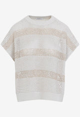 Striped Open Knit Top